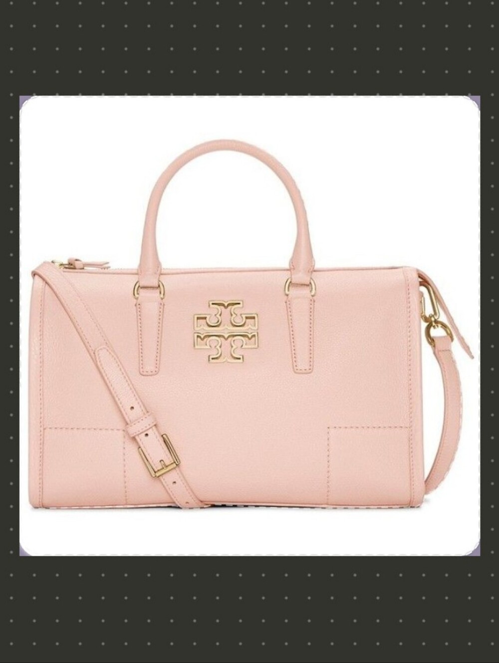 Tory Burch-Britten Pebbled Leather Satchel (Pink Moon 🩷🌙) Dust Bag Included